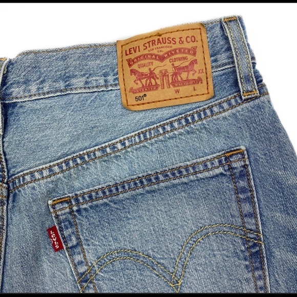 Levi’s 501 Glow Patchwork Shorts 24 Distressed - Picture 10 of 15